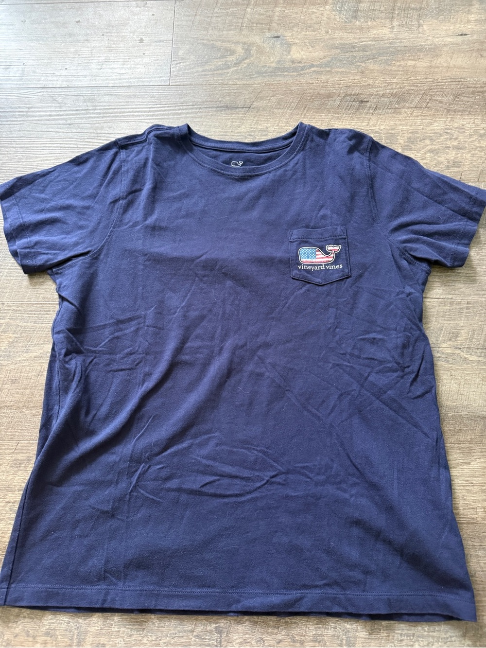 Vineyard Vines Navy Logo Tee with Whale Emblem